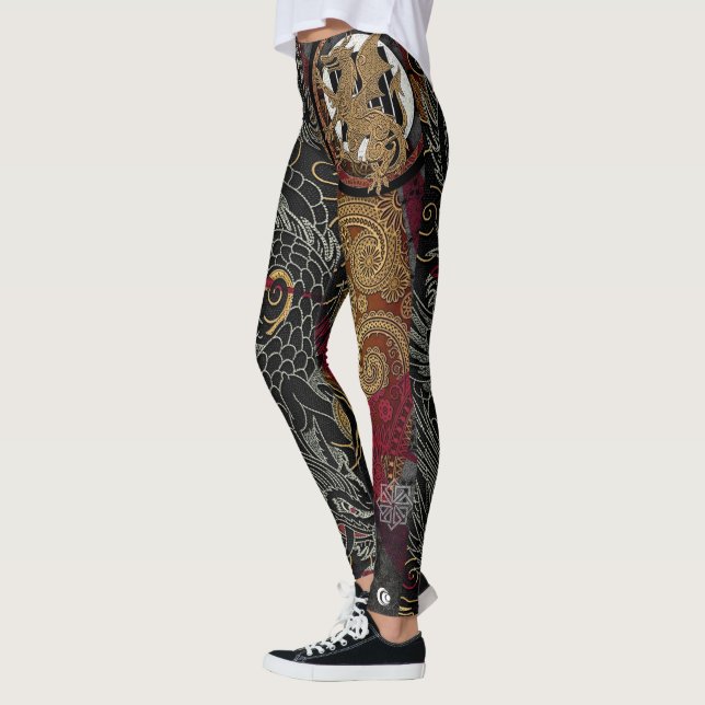 Leggings Emblema real japonés del dragón (Izquierda)
