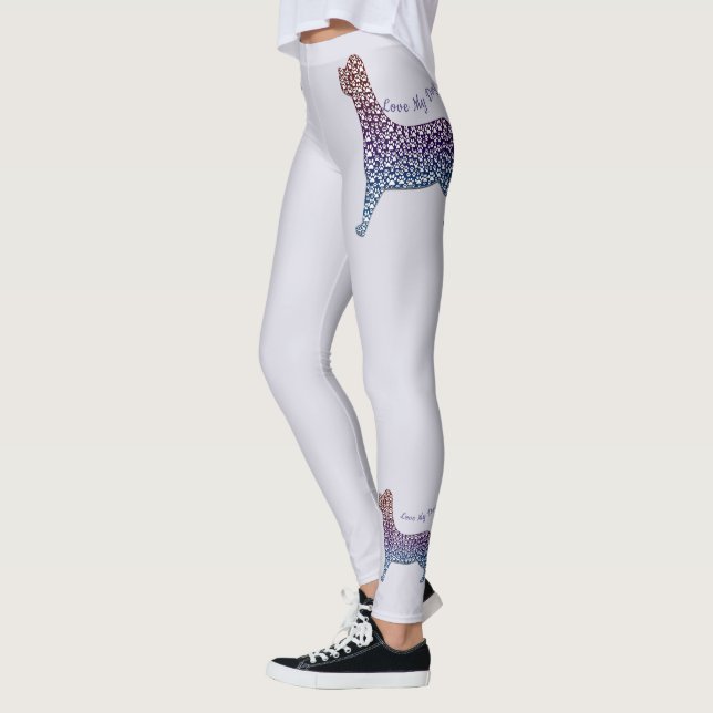 Leggings Embossed Indigo Gradient Paw Print Dog Outline (Izquierda)