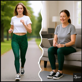 Leggings Emerald Fragmented Abstract Black Ombre Pattern