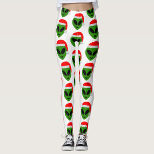 Leggings emoji alienígena de santa verde