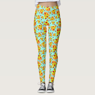 Leggings Emoji colorida Comida Pepperoni Pizza Slices Impre