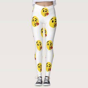 Leggings emoji de besos purpurinas