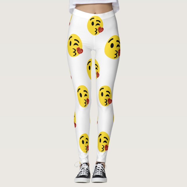 Leggings emoji de besos purpurinas (Anverso)