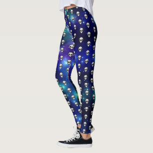 Leggings Emoji de Cabeza de Alien Cósmico Celestial Galácti