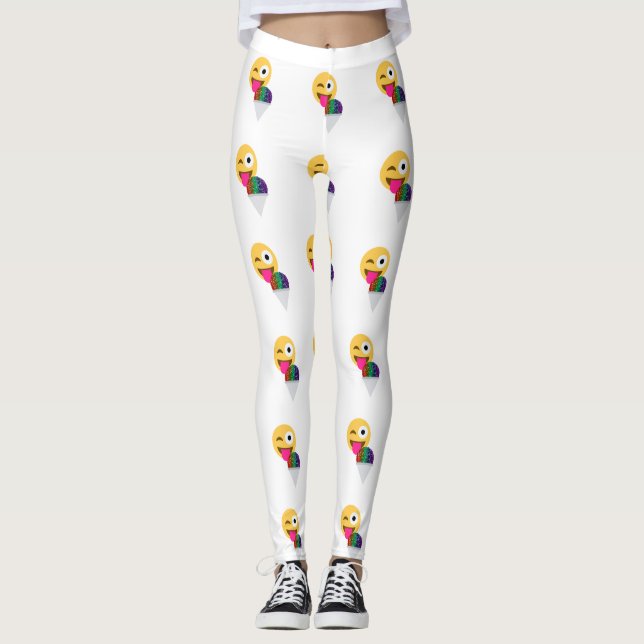 Leggings emoji de guiño purpurina (Anverso)