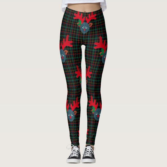 Leggings emoji de luna de renos de navidad (Anverso)