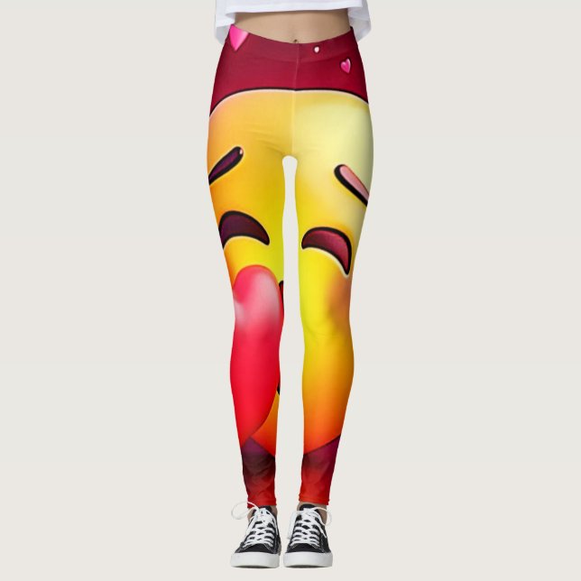 Leggings Emoji del corazón del beso dulce (Anverso)