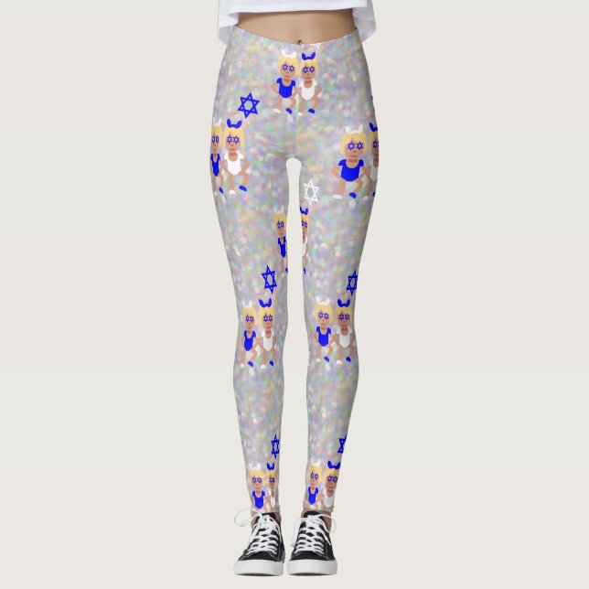 Leggings emoji hanukkah de los oídos del conejito (Anverso)