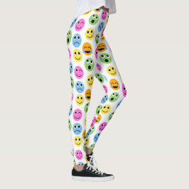Leggings Emojis coloridas Emoticon caras estampadas