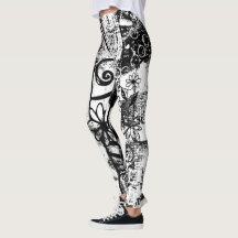 Leggings en blanco y negro con arte de graffiti im
