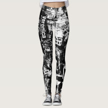 Leggings en blanco y negro con arte de graffiti im