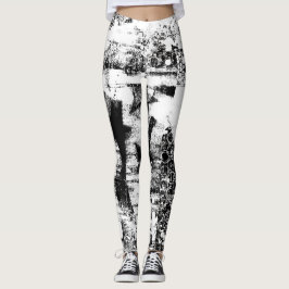Leggings en blanco y negro con arte de graffiti im