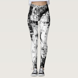 Leggings en blanco y negro con arte de graffiti im
