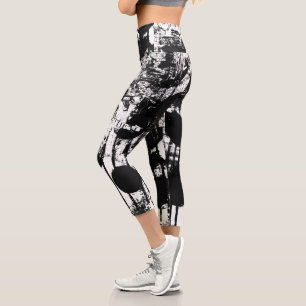 Leggings en blanco y negro con arte de graffiti im