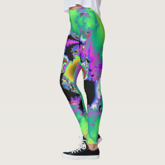 Leggings en estilo abstracto fractal. Colores loco