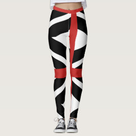 Leggings en negro, blanco y rojo.