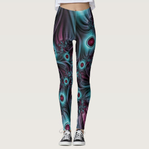 Leggings En profundidad Arte fractal rosa azul abstracto ab