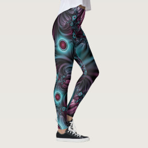 Leggings En profundidad Arte fractal rosa azul abstracto ab