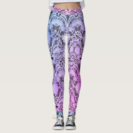Leggings Encaje de época en morado y rosa con toques de azu