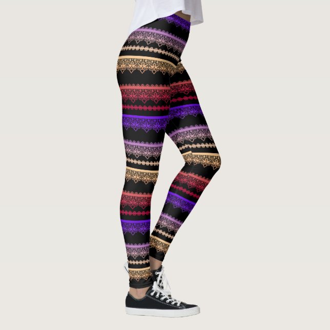 Leggings encaje multicolor sobre negro (Derecha)
