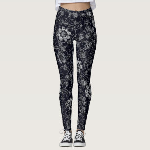 Leggings Encaje negro y blanco intrincado