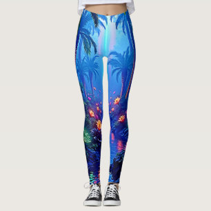 Leggings Encantado sueño de bosque de río vibrante