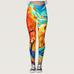 Leggings Encantador camino iluminado por luna de otoño