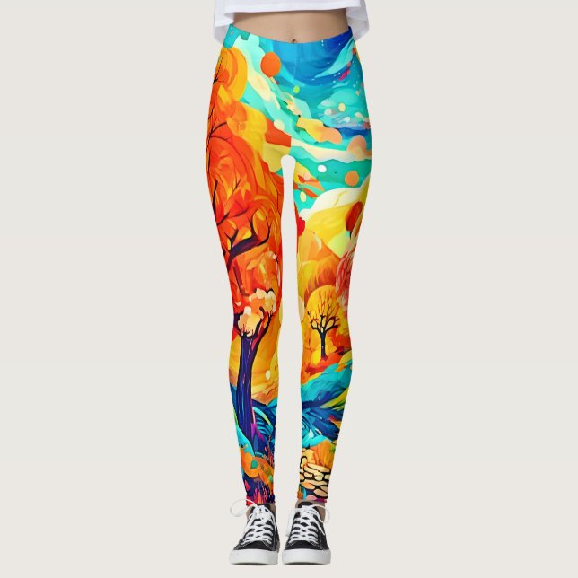 Leggings Encantador camino iluminado por luna de otoño (Anverso)