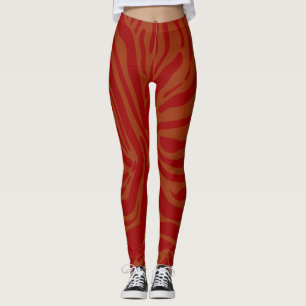 Leggings encantador estampado de cebra beige y rojo