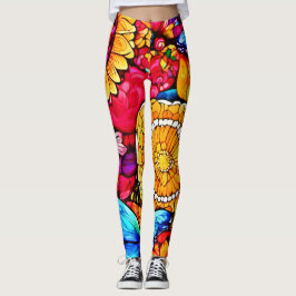 Leggings Encantador tapiz floral de mariposa