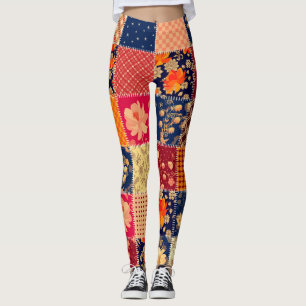 Leggings Encanto del mosaico: mezcla floral y geométrica