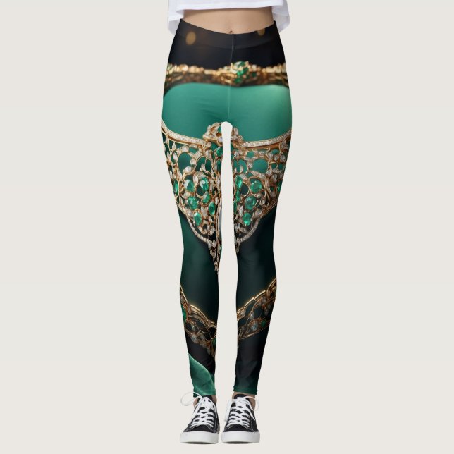 Leggings Encanto esmeralda: Una visión de la opulencia regi (Anverso)