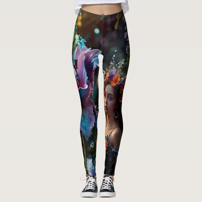 Leggings Encanto místico: Piernas Iris de hadas y púrpura (Anverso)