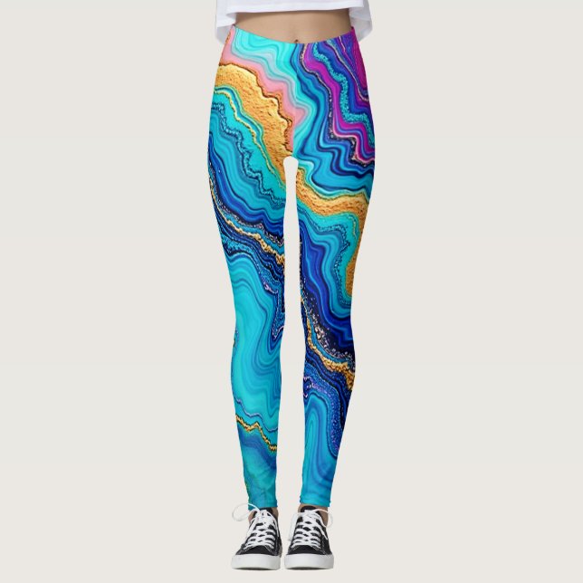 Leggings Energía Mística Teal y Dorada (Anverso)