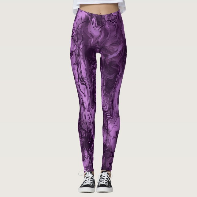 Leggings Energía Nerviosa Grungia Resumen Orquídea Ametista (Anverso)