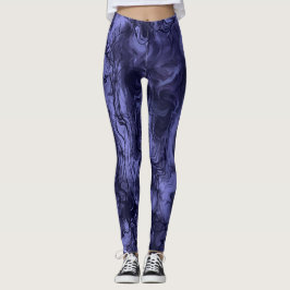 Leggings Energía Nerviosa Grungy Abstract Art Cerulean Blue
