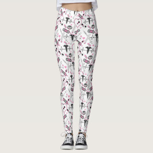 Leggings Enfermera de Stethoscope rosa Modelo EKG Médica