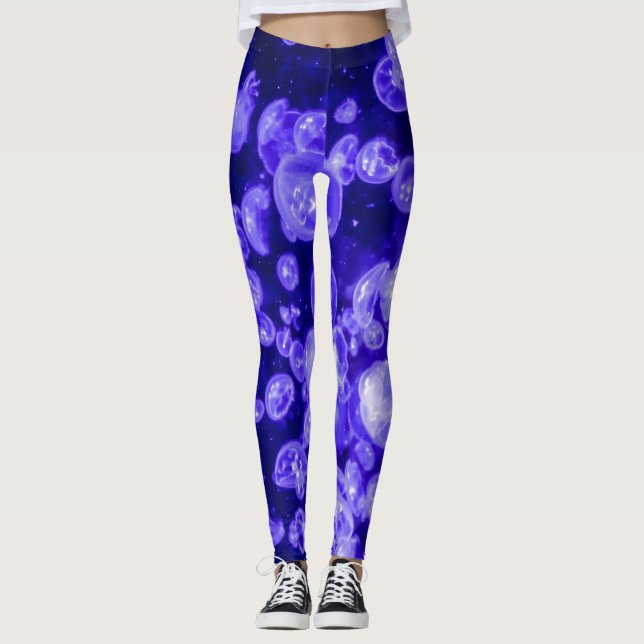 Leggings Enjambre de medusas náuticas vibrantes (Anverso)