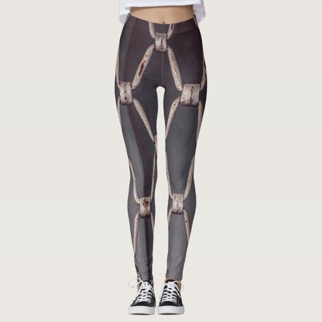 Leggings Enlace de cadena metalizado gris industrial (Anverso)