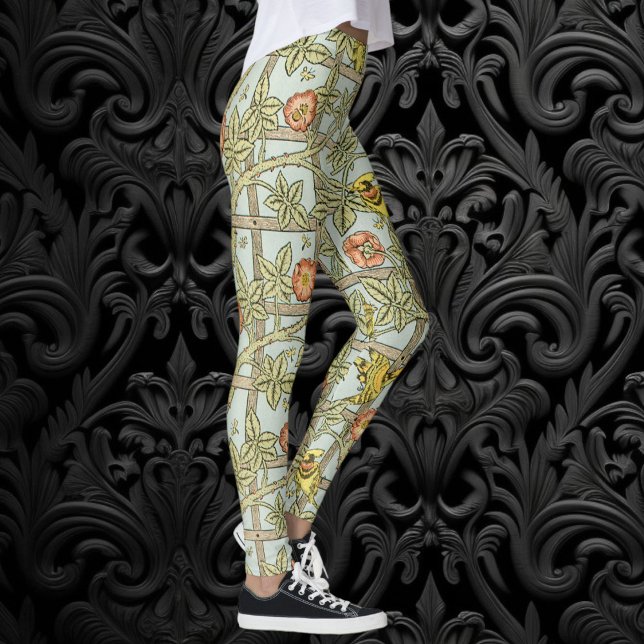 Leggings Enrejado de William Morris, Textil de Jardín Vinta (Trellis by William Morris, Vintage Garden Textile Leggings)