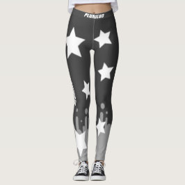 Leggings Entrenamiento de estrellas blancas grises monogram