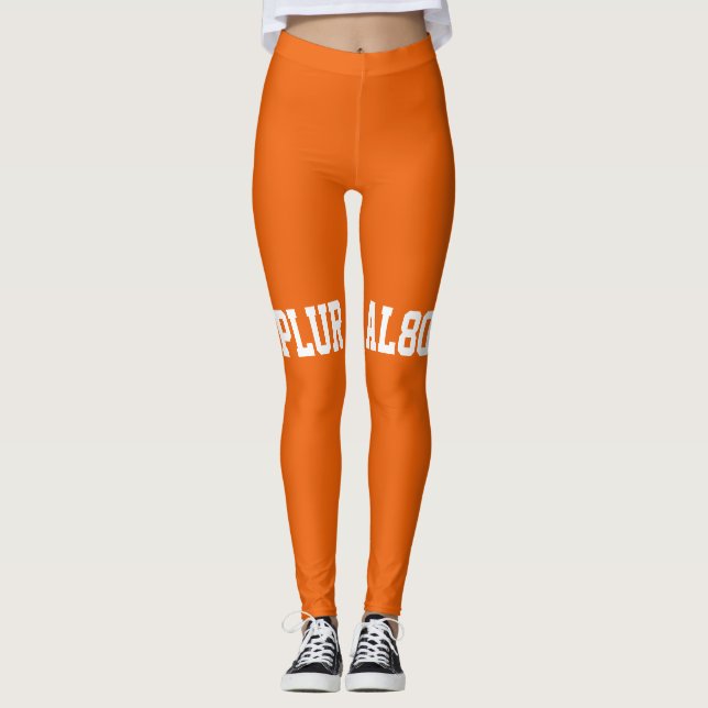Leggings Entrenamiento de texto blanco naranja moderno (Anverso)