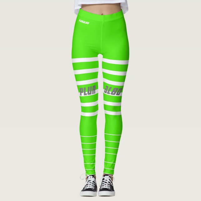 Leggings Entrenamiento monocromático en blanco y verde (Anverso)