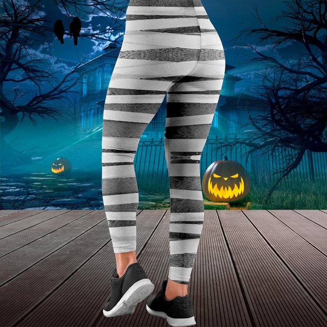Leggings Envoltura de momia Bandas Grunge Halloween angusti (Mummy Wrap Bandages Grunge Distressed Halloween Leggings)