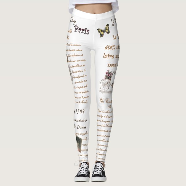 Leggings Ephemera francesa ~ Script ~ Escritura a mano ~ Pa (Anverso)