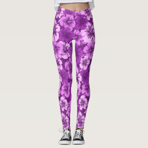 Leggings Epic Hibiscus Hawai Tropical Floral Violeta
