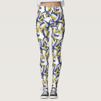 Leggings equipo de oro azul colores voleibol patrón