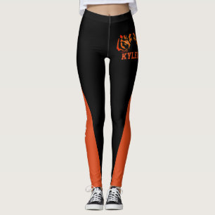 Leggings Equipo y Naranja de fans y mascota negra
