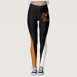 Leggings Equipo y Naranja del ventilador/Mascota blanca/neg