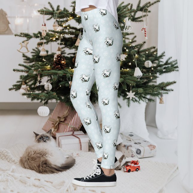 Leggings Ermine Blanco Copos de Nieve de Navidad Azules (Subido por el creador)